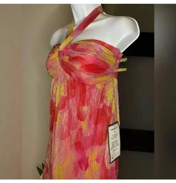 Violet Weekend Juniors' Metallic Print Halter Maxi Dress Size 07/08 Medium - Picture 7 of 9